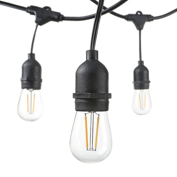 Ghirlanda solara 20 m cu 20 becuri LED filament, lumina calda, incarcare USB