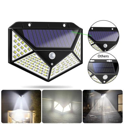 Lampa solara LED cu senzor de miscare 100 LED, lumina exterior, 600LM