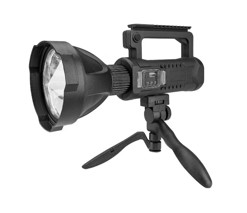 Set 2 x Lanterna LED cu trepied, 60W, raza de actiune 1KM, 4 moduri de iluminare, functie Powerbank