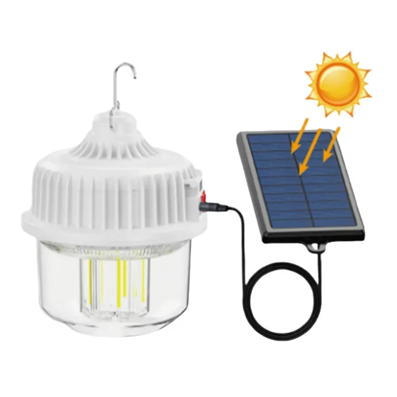 Set 2 x Lampă solară de camping reîncărcabilă, 100W, rezistenta la intemperii