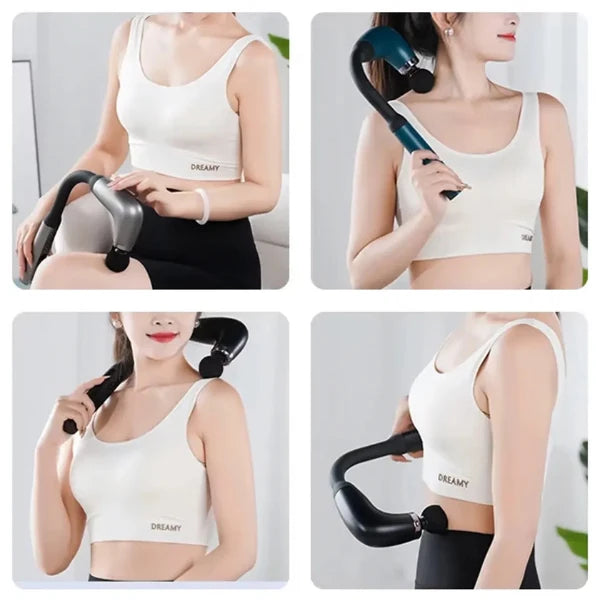 Pistol de masaj cu maner extins, 4 capete de masaj, 9 viteze, Aparat Pentru Masaj Premium