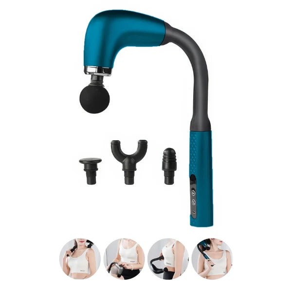 Pistol de masaj cu maner extins, 4 capete de masaj, 9 viteze, Aparat Pentru Masaj Premium