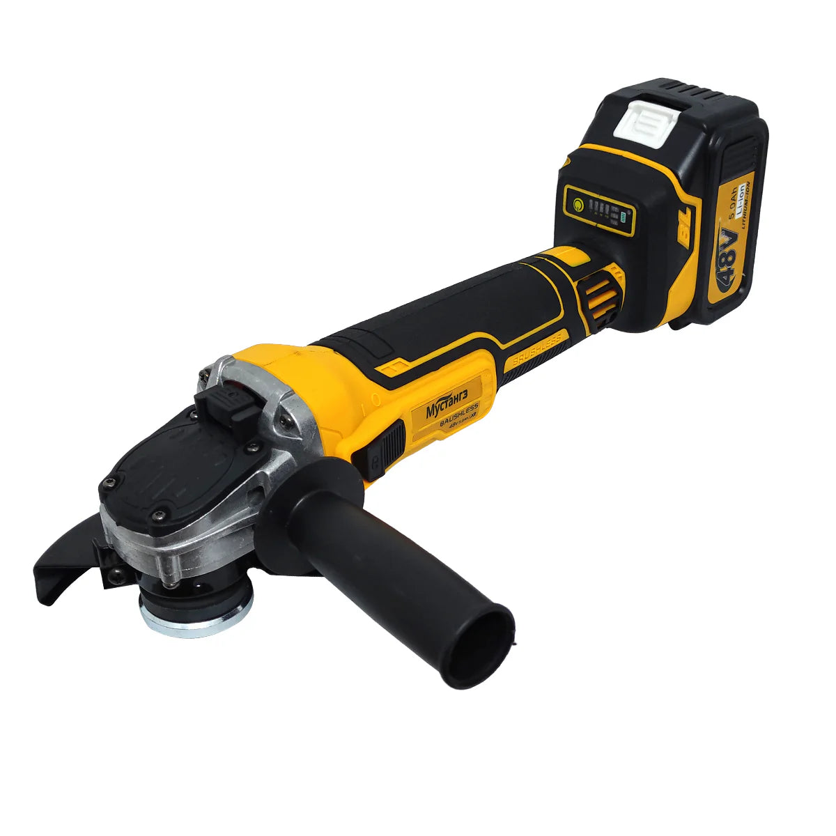 Polizor unghiular cu 2 acumulatori 48V 5Ah, motor brushless, disc 125 mm, 8100 RPM