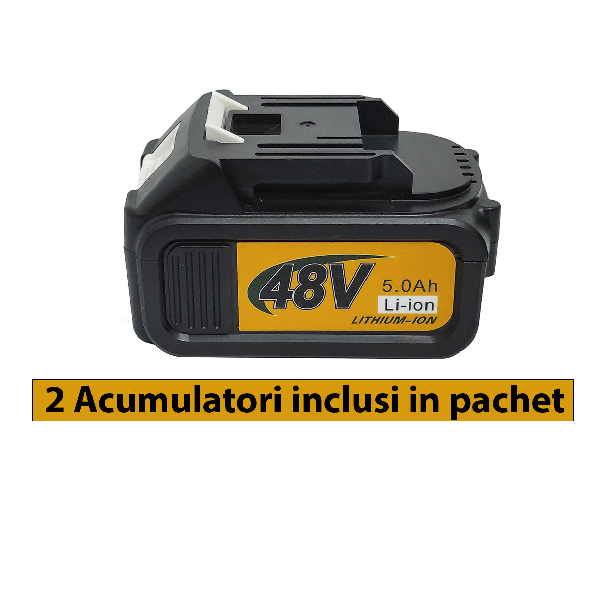Polizor unghiular cu 2 acumulatori, Brushless, 48 V, 5 Ah, Diametru disc 125 mm, 8100 Rpm, Galben