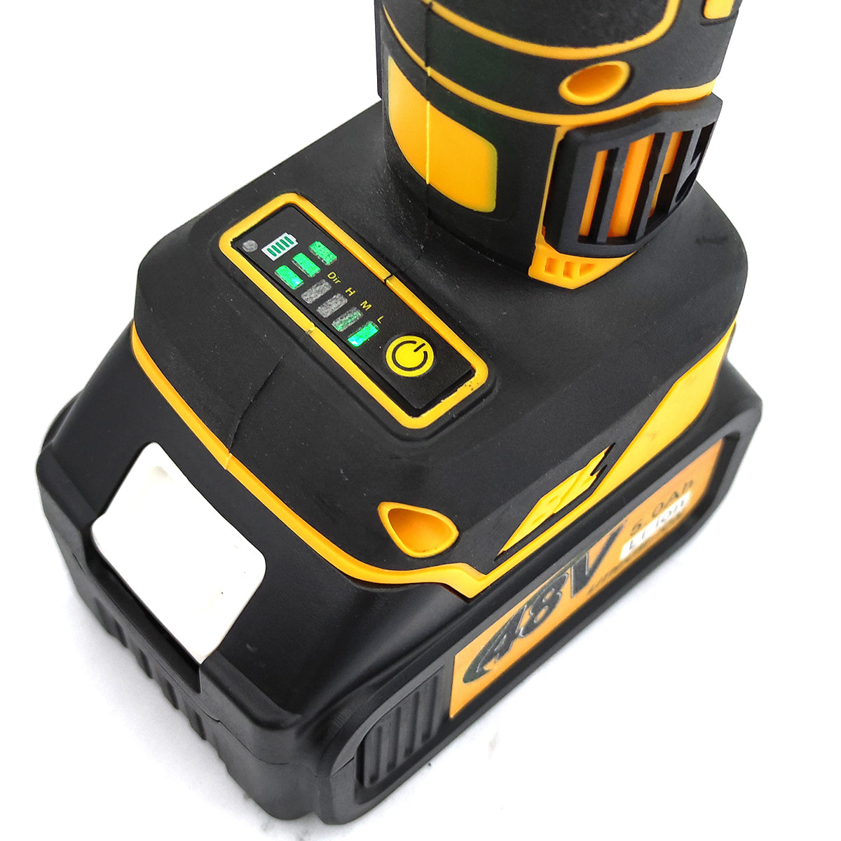 Polizor unghiular cu 2 acumulatori, Brushless, 48 V, 5 Ah, Diametru disc 125 mm, 8100 Rpm, Galben