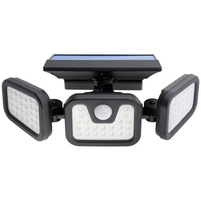 Set 2 x Lampa solara, de exterior cu 3 capete, LED, incarcare solara