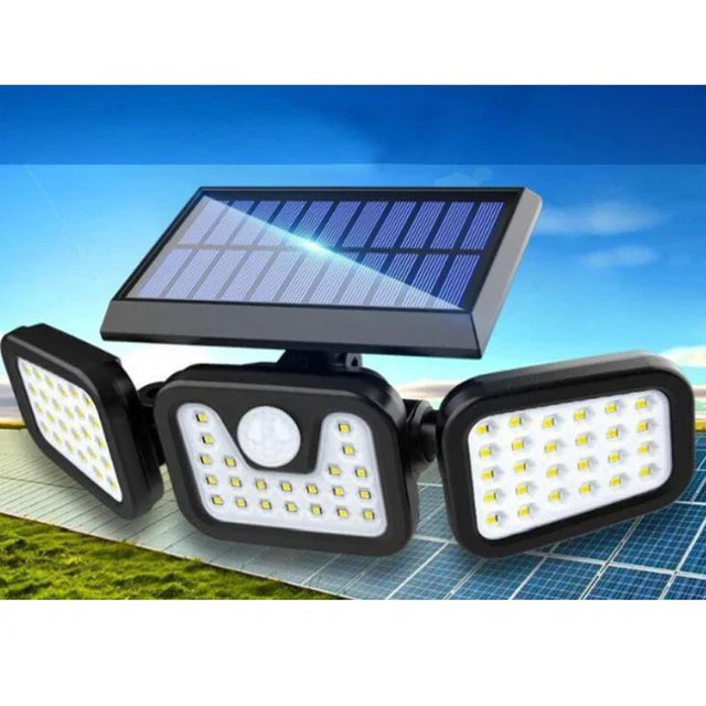 Set 2 x Lampa solara, de exterior cu 3 capete, LED, incarcare solara