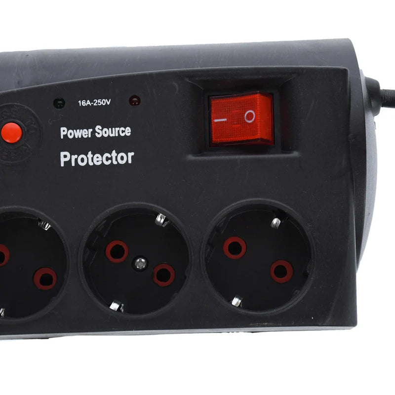 Prelungitor electric cu protectie la supratensiune, indicator analogic voltaj, 5 prize
