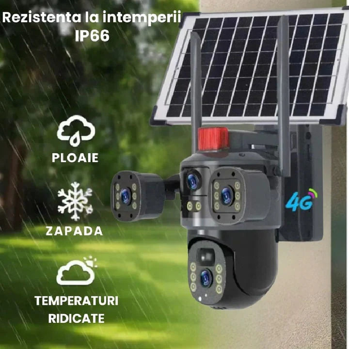 Camera supraveghere solara 4G cu SIM, 12MP Ultra HD, zoom 10X, vedere nocturna color si panou solar 7.5W