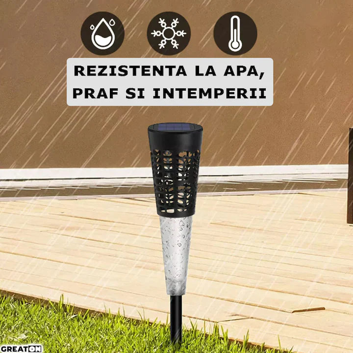 Set 6 x Lampa Solara Decorativ Pentru Curte Si Gradina, De Exterior, Cu Tarus