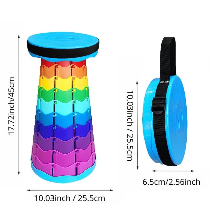 Set 1+1 taburet pliabil telescopic portabil, reglabil pe inaltime, pentru camping si exterior