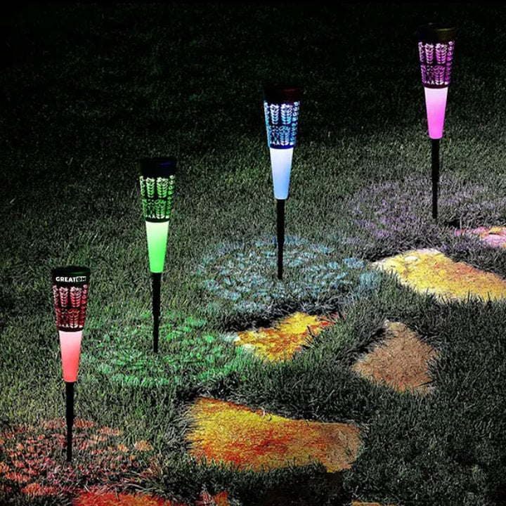 Set 6 x Lampa Solara Decorativ Pentru Curte Si Gradina, De Exterior, Cu Tarus