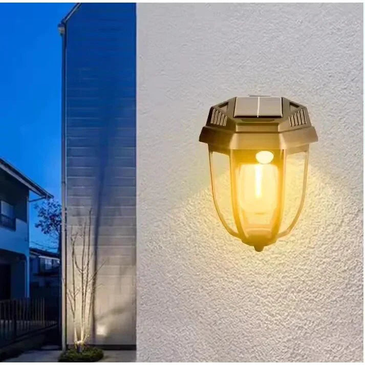 Set 4 Lampa solara LED cu incarcare solara, Pentru terasa, casa si curte, Pornire automata pe timp de noapte