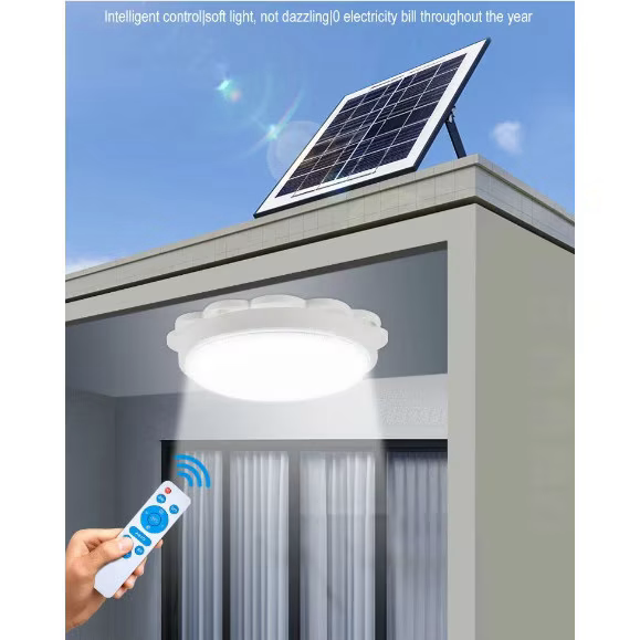Lampa solara pentru terasa / gradina sau interior 100W cu panou solar IP67 si Telecomanda 8-15 ore de functionare