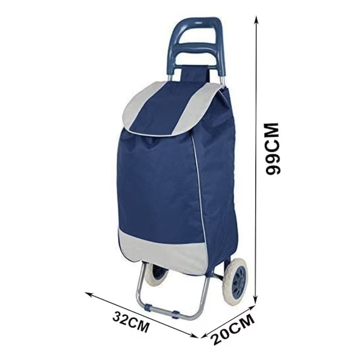 Carucior mobil pentru cumparaturi, pliabil, cu roti, Usor de transportat, Cadru metalic