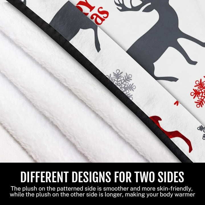 Set 2 x Patura flanel Christmas, 150x200cm, model fulgi de zapada, multicolor