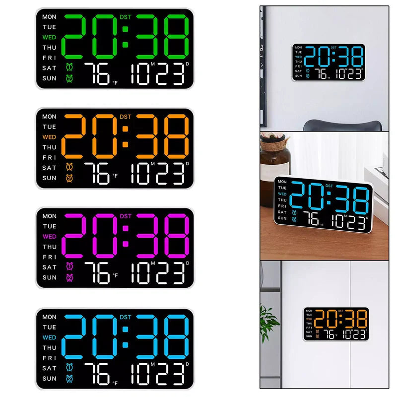 Ceas digital de perete, versatil, LED, cu alarma, calendar si termometru