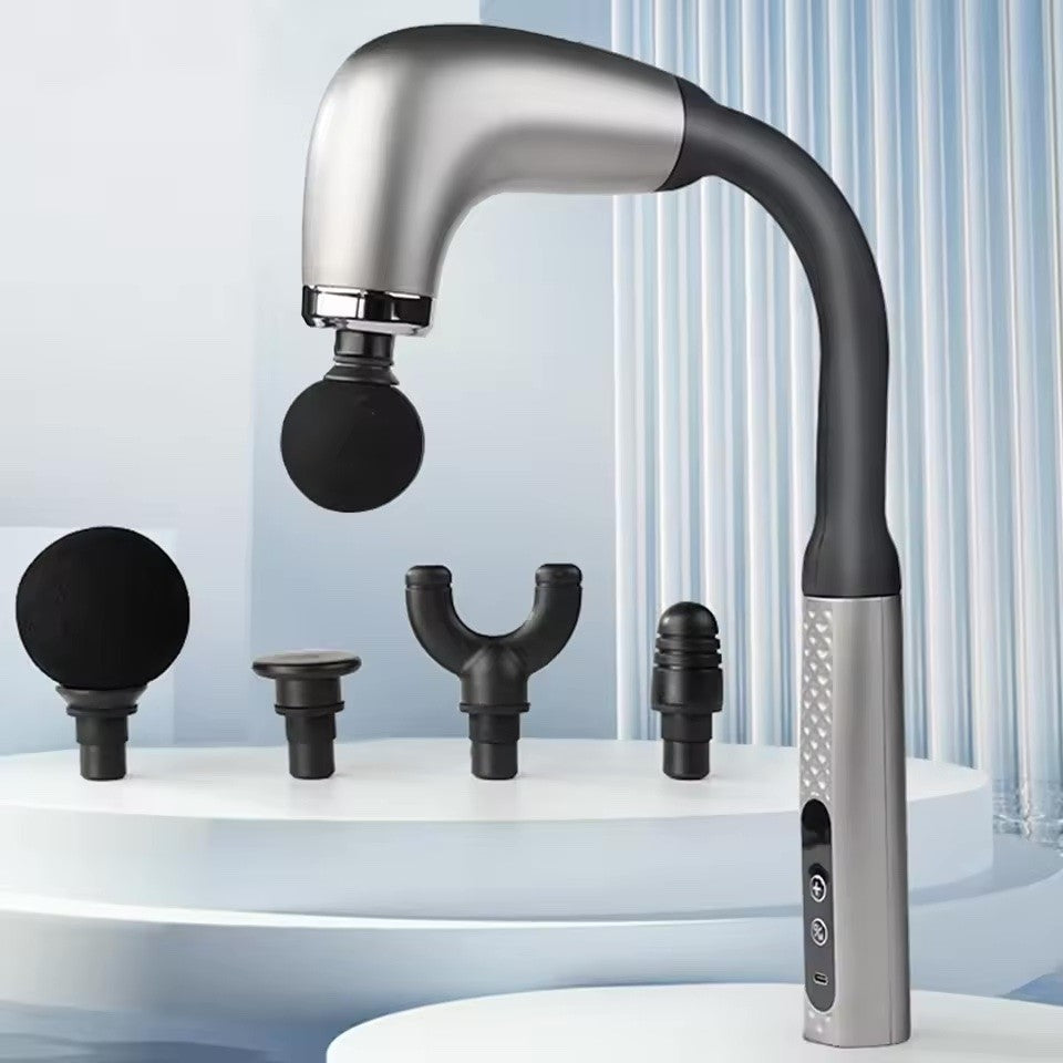 Pistol de masaj cu maner extins, 4 capete de masaj, 9 viteze, Aparat Pentru Masaj Premium