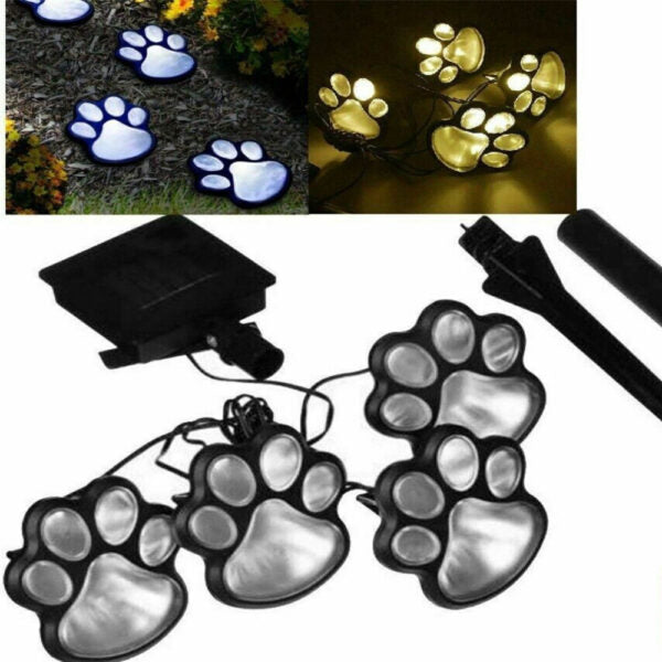 Set 8 Lampi Solare Led Tip Amprenta Labuta de Caine cu Infigere in Gazon