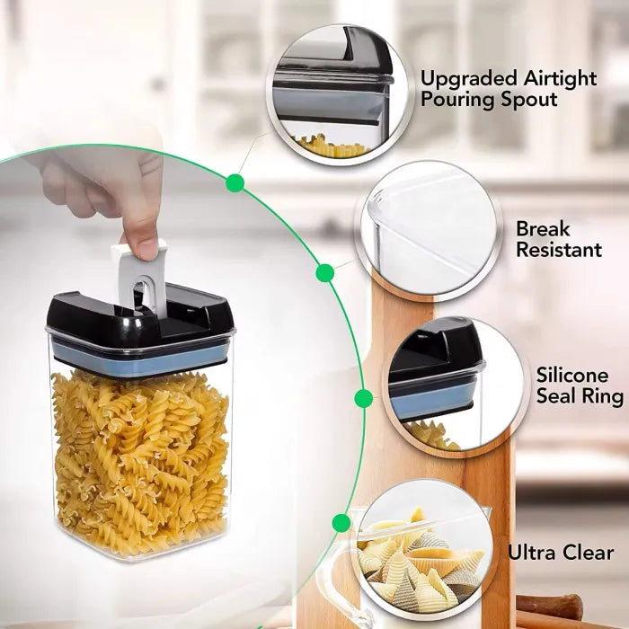 Set 7 recipiente depozitare cu capac etanș, organizare perfectă pentru bucătărie