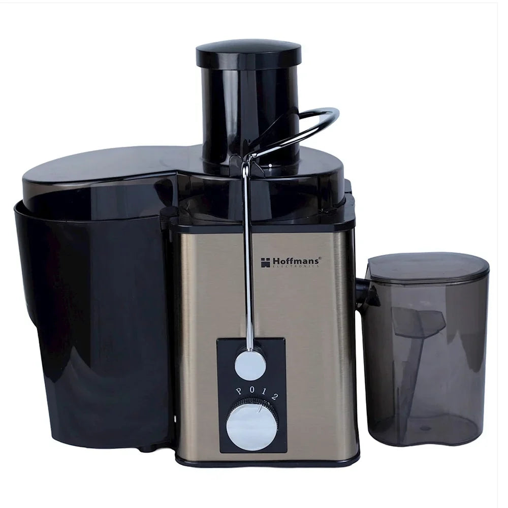 Storcator de fructe si legume, Hoffmans, 800W, recipient de 600ml, 2 viteze + funcție Pulse, negru-auriu