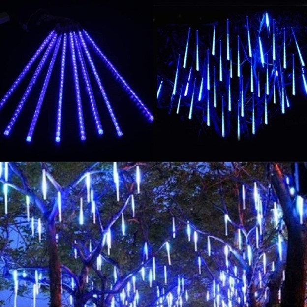 Instalatie cu efect de turturi curgatori LED, efect de ninsoare, albastru