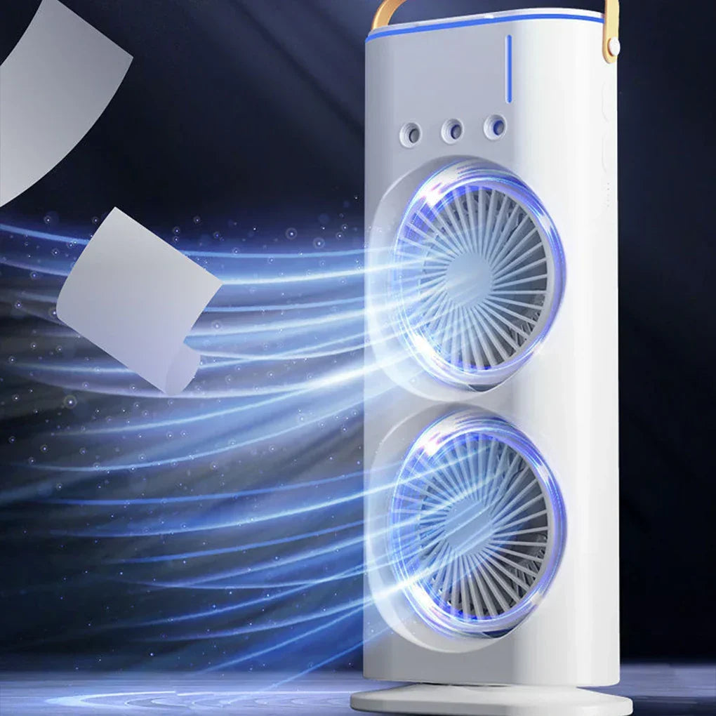 Ventilator portabil de birou cu umidificare prin pulverizare