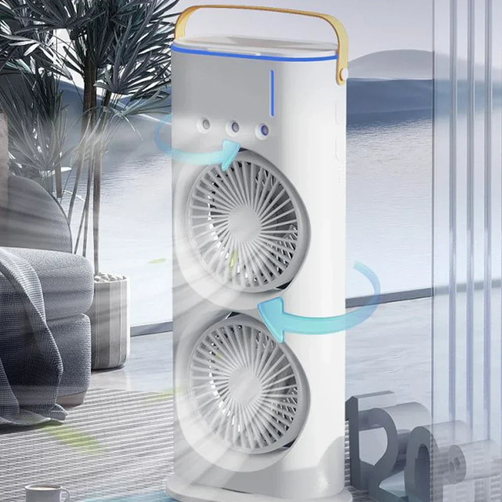 Ventilator portabil de birou cu umidificare prin pulverizare