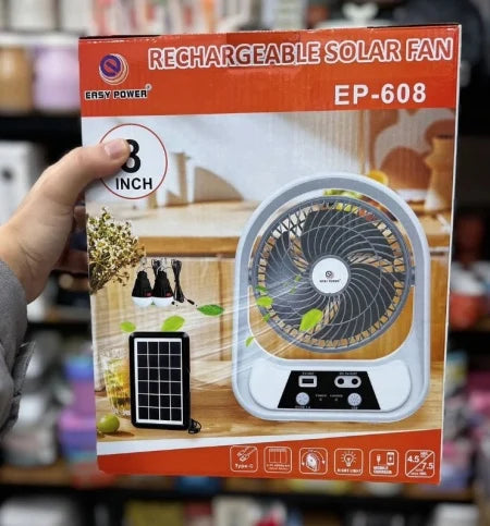 Ventilator solar cu 2 becuri si lanterna