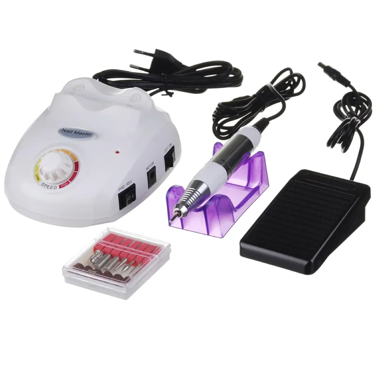 Freza Electrica de Unghii pentru manichiura/pedichiura, doua moduri de utilizare, manual/pedala, 6 capete