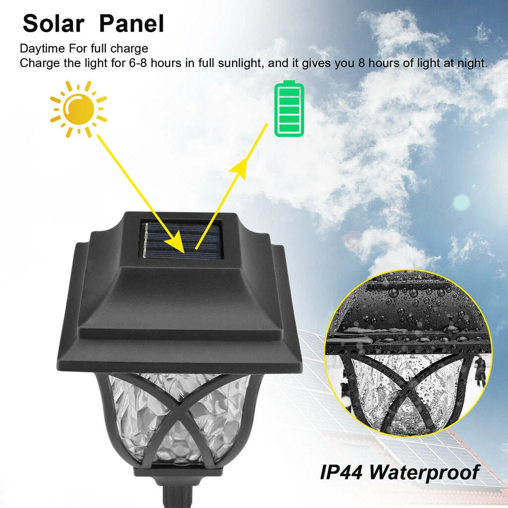 Set 6 x lampa solara felinar LED 43 cm patrate, pentru terasa, alee sau gradina