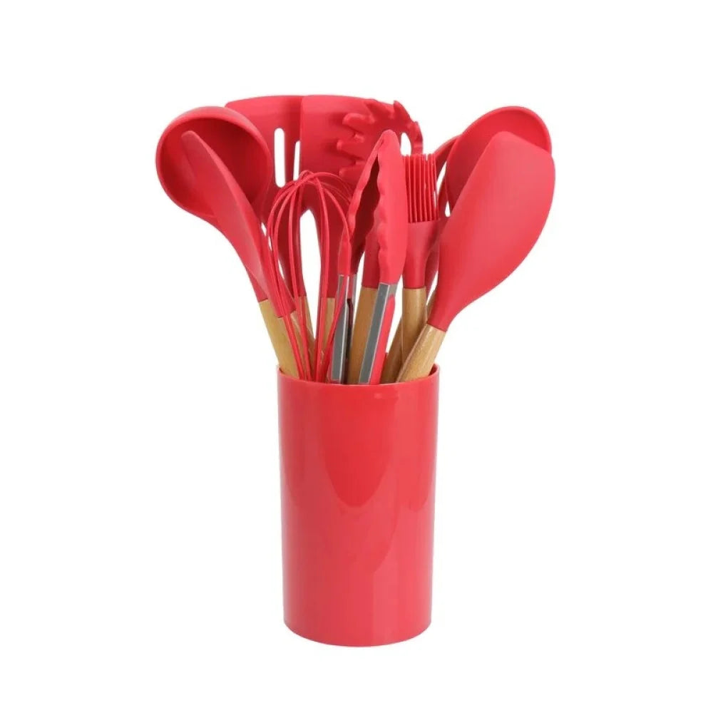 Aparat pentru vidat performant + Set 12 Ustensile de Gatit din Silicon, cu Maner din Bambus