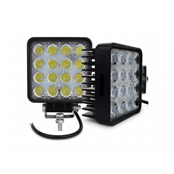 Set 4 proiectoare auto OFF-ROAD 48W cu 16 LED, lumina alba rece 6500K