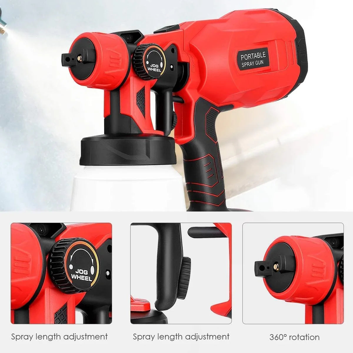 Pistol electric pentru vopsit 210W, rezervor 1000 ml, 3 moduri pulverizare, 2 baterii 4Ah