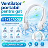 Set 1+1 ventilatoare portabile pentru gat, 3 viteze, acumulator 1800 mAh, incarcare USB