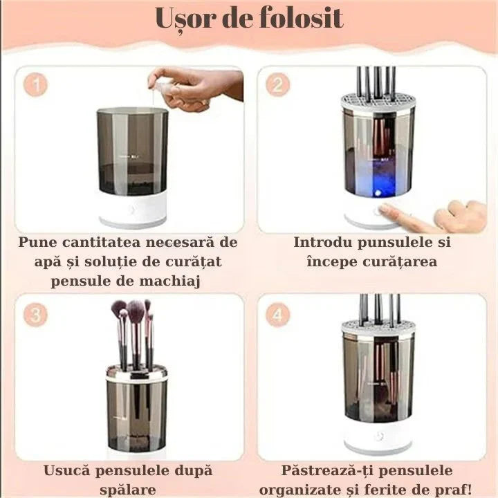 Dispozitiv electric pentru curatarea pensulelor de machiaj, incarcare USB, Alb