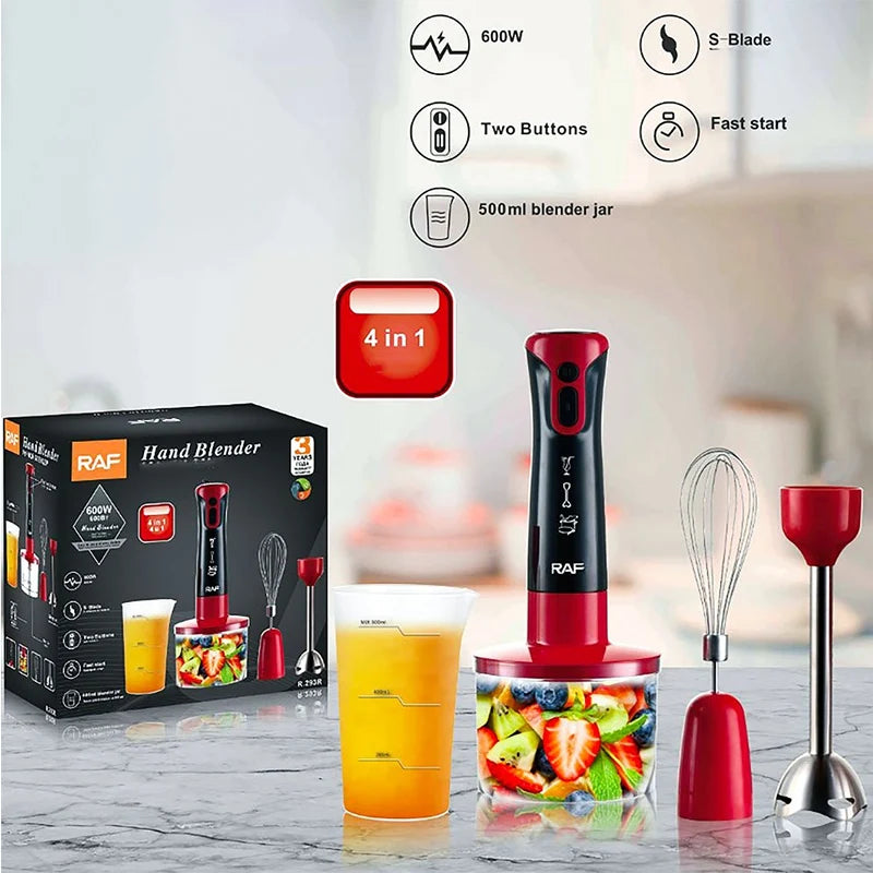 Blender de mana RAF R.293R, 600 W cu Turbo Boost – Putere si Precizie pentru Bucataria Ta