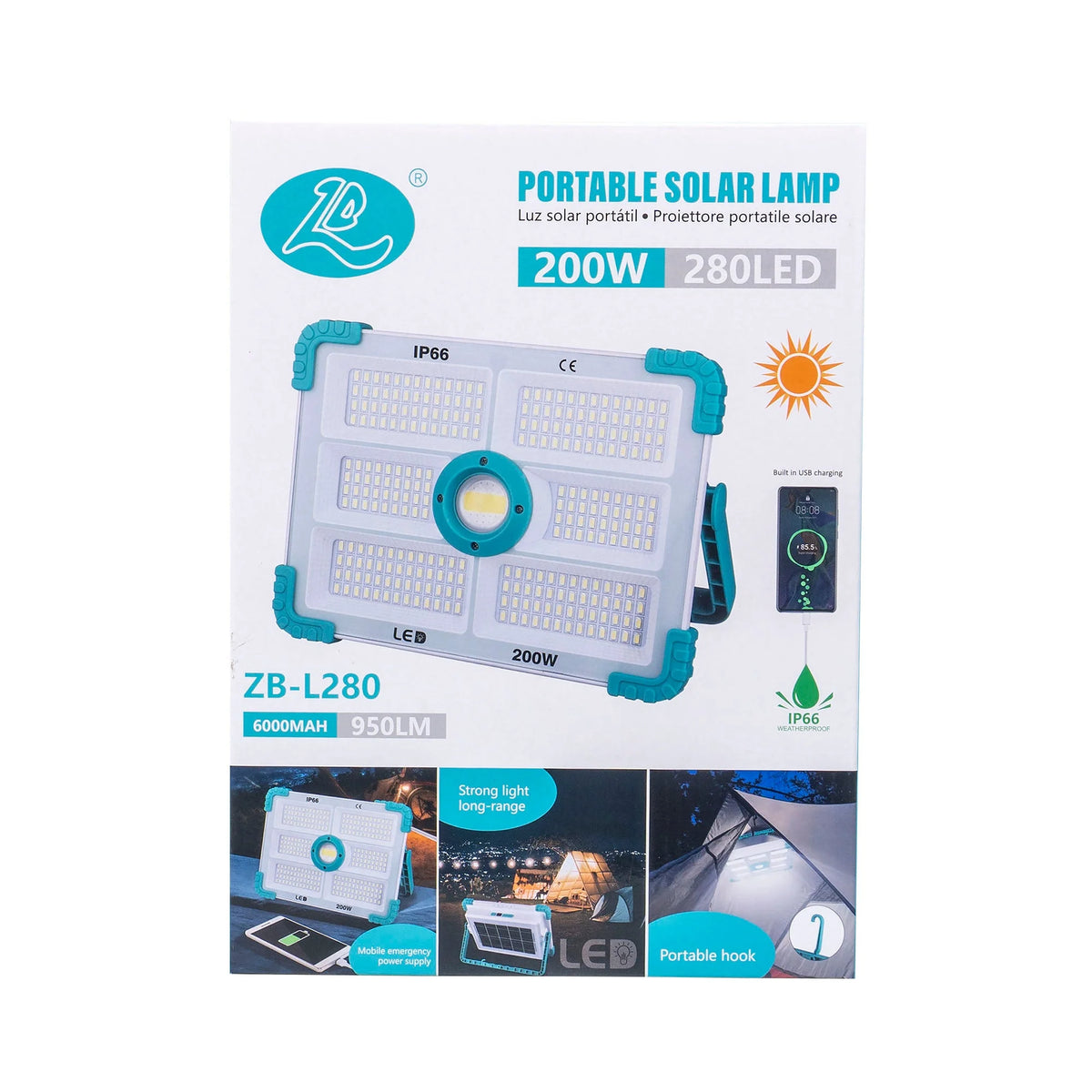 Proiector LED cu incarcare solara si USB, panou incorporabil, diferite variante de putere