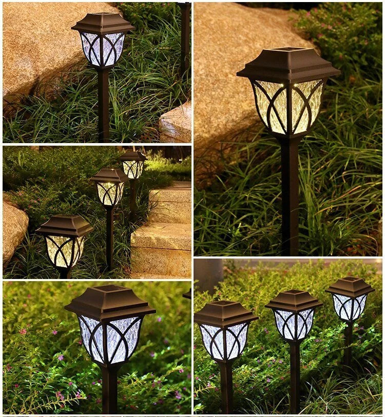 Set 6 x lampa solara felinar LED 43 cm patrate, pentru terasa, alee sau gradina
