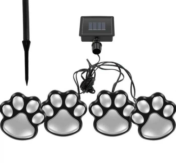 Set 8 Lampi Solare Led Tip Amprenta Labuta de Caine cu Infigere in Gazon