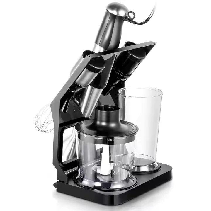 Blender RAF R3004, 5 in 1, 500W, recipient de 500ml, 700ml, tel si suport, 2 viteze, 4 lame din otel, 40 cm, negru-argintiu