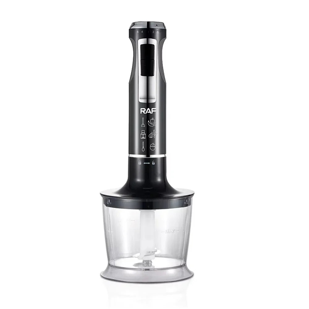 Blender RAF R3010, 4 in 1, 1600W, cu recipient de 500ml, de 600 ml si tel, lame din otel, 41 cm, negru-argintiu