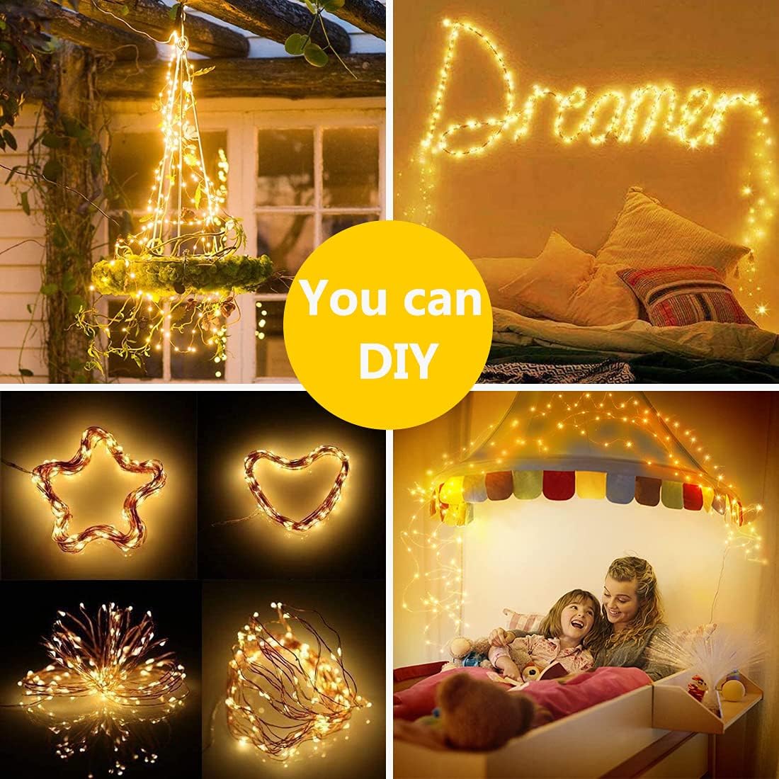 PACHET Set 3 x Ghirlanda luminoasa decorativa solara din cupru cu 100 leduri