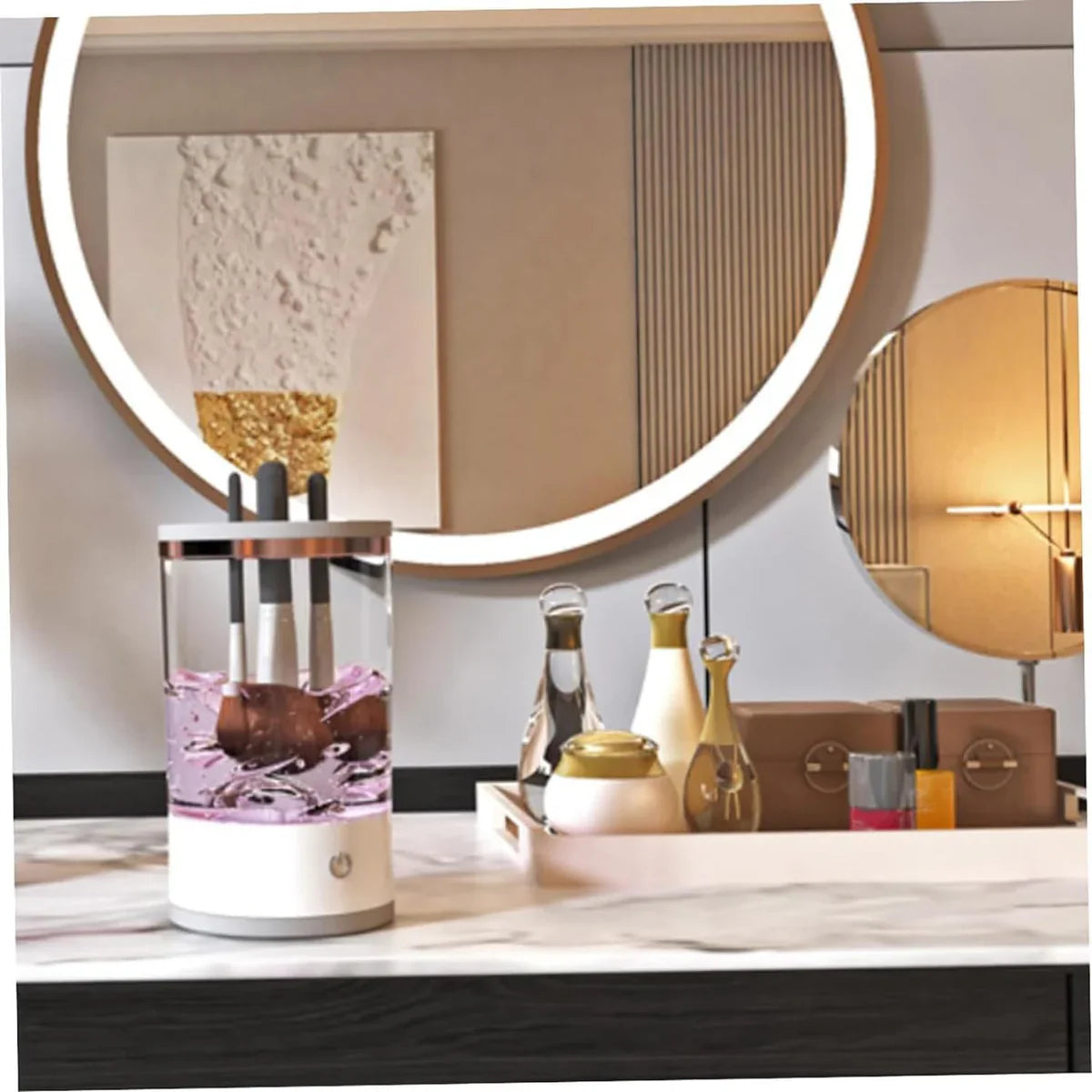 Dispozitiv electric pentru curatarea pensulelor de machiaj, incarcare USB, Alb