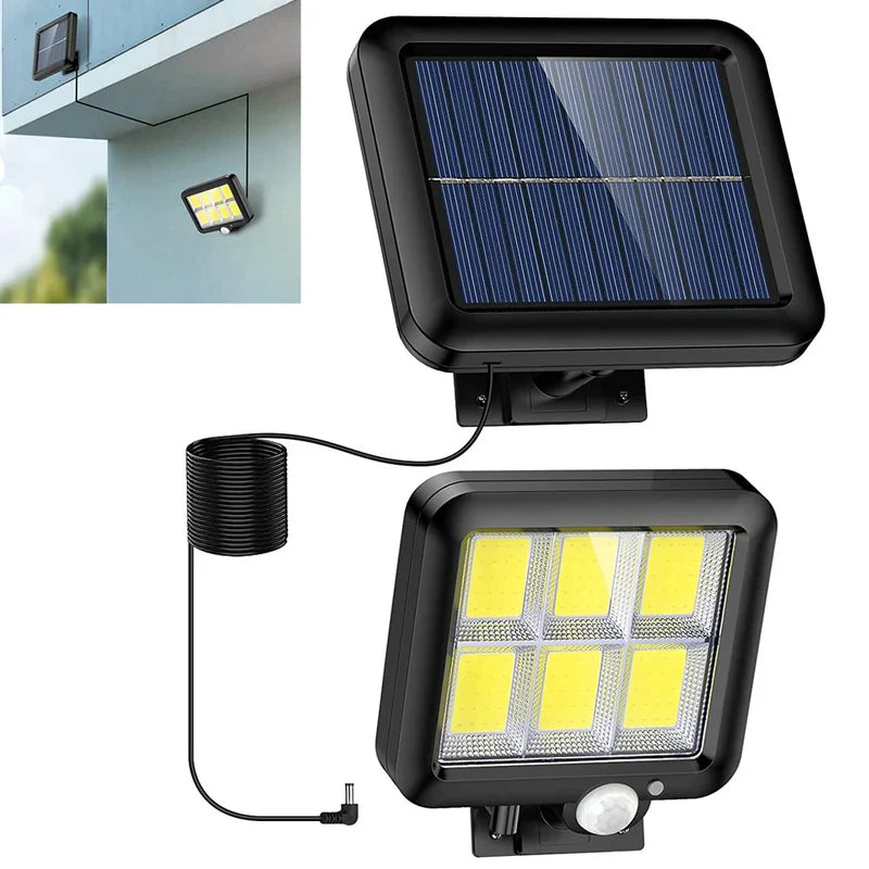 Set 4 lampi solare 100 LED COB, 100W, senzor de miscare, 500 lumeni