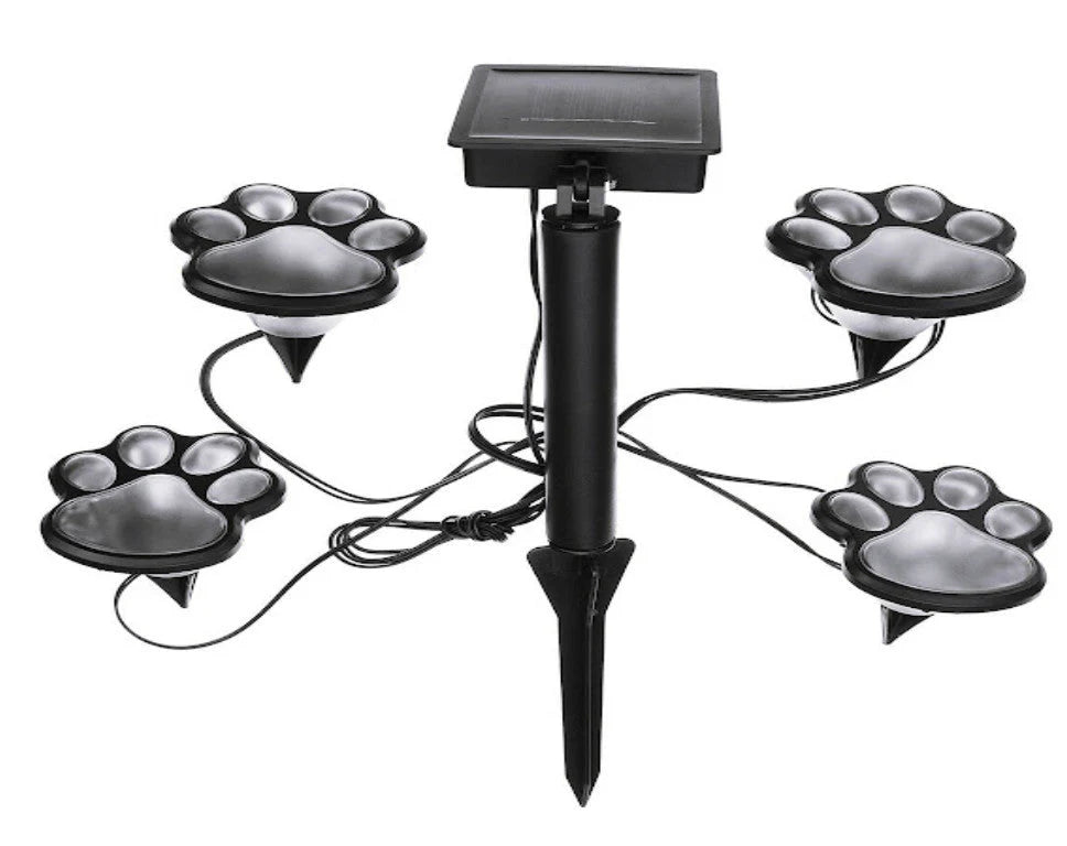 Set 8 Lampi Solare Led Tip Amprenta Labuta de Caine cu Infigere in Gazon
