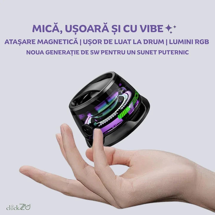 Set 2 x Boxa portabila Bluetooth G200, 5W, prindere MagSafe & inel magnetic, suport telefon 2 in 1