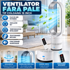 Ventilator fără pale, alb-argintiu, tip coloană, 16 inch, telecomandă inteligentă cu oscilație și temporizator