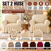 Set 2 huse fotoliu, Creponat cu Volanase, Poliester cu Licra
