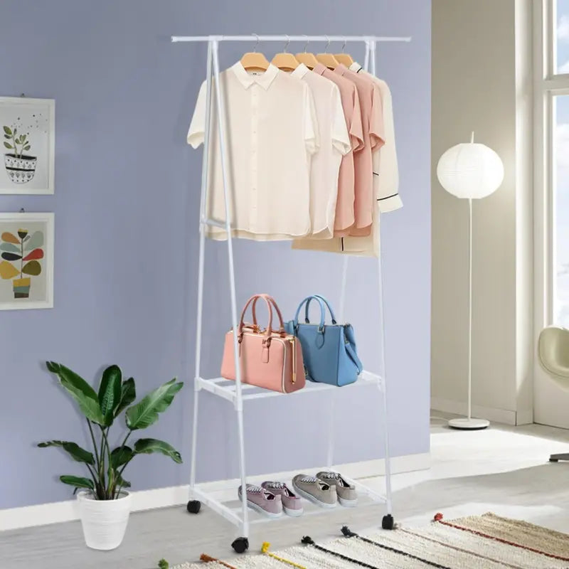 Set 1+1 suport triunghi multifunctional pentru haine si umerase, pliabil, economisire spatiu